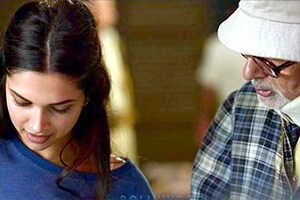 Amitabh Bachchan and Deepika Padukone on sets of Piku: Big B takes a dig at self