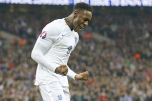 England's Danny Welbeck celebrates his second goal during their Euro 2016 Group E qualifying soccer match against Slovenia at Wembley Stadium in London. (Reuters)
