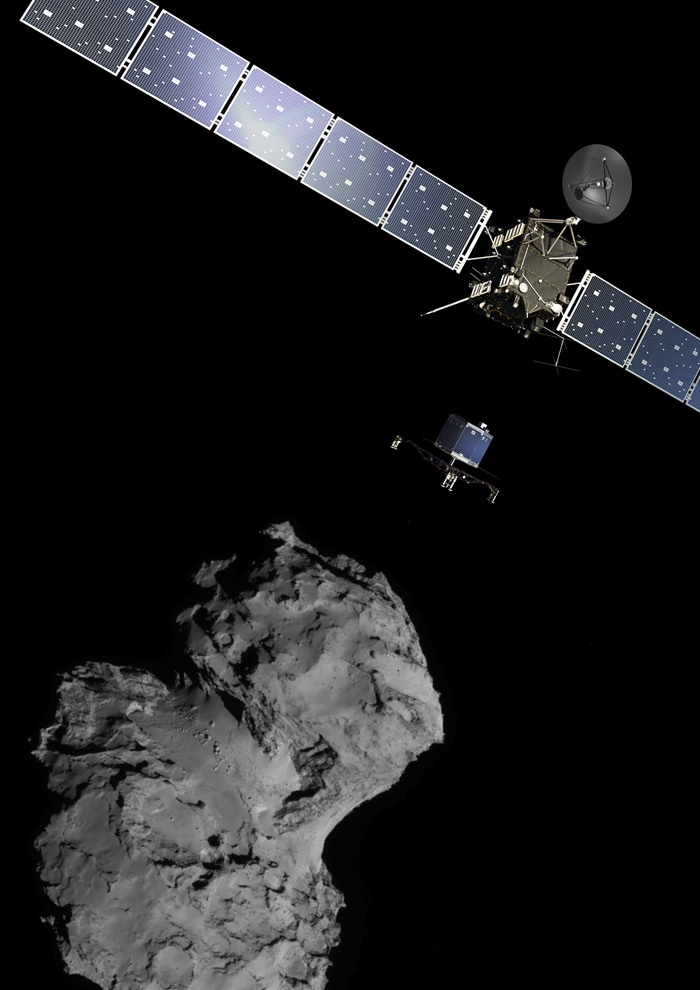 Comet 67P/CG, acquired by ROLIS instrument on Philae lander of European Space Agency's Rosetta during descent from a distance of approximately 3 km from the surface. (Reuters) Comet 67P/CG, acquired by ROLIS instrument on Philae lander of European Space Agency's Rosetta during descent from a distance of approximately 3 km from the surface. (Reuters)