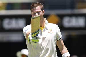 Australia skipper Steve Smith (30) virtually threw his wicket away in the second over of the day, dancing down the track to slog the left-arm spinner only to miss the line and be stumped. (Reuters)