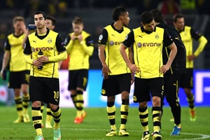 Beleaguered Dortmund hit the woodwork and wasted a bagful of chances in a largely one-sided game but could do nothing to come back. (AFP) Beleaguered Dortmund hit the woodwork and wasted a bagful of chances in a largely one-sided game but could do nothing to come back. (AFP)