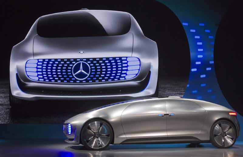 The Mercedes-Benz F015 Luxury in Motion autonomous concept car arrives on stage during the 2015 International Consumer Electronics Show (CES) in Las Vegas, Nevada. (Reuters)