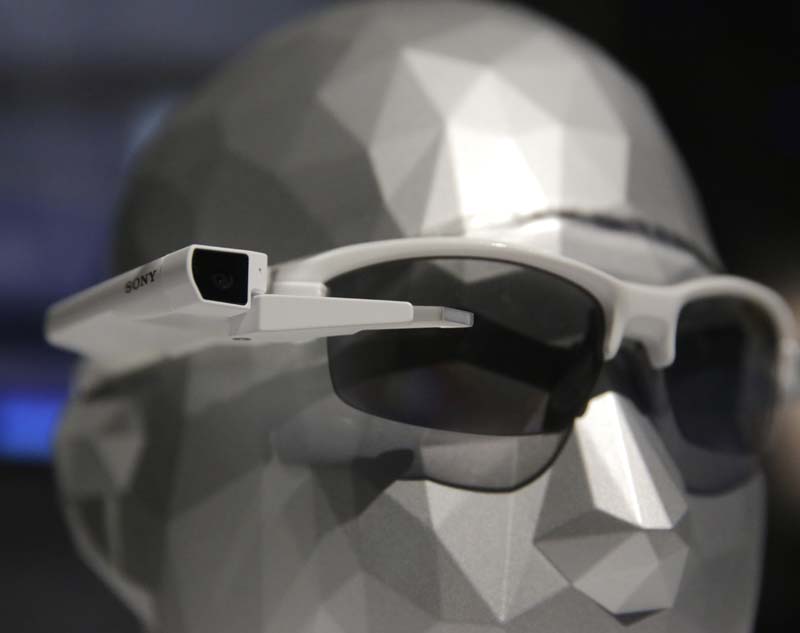 Sony's prototype SmartEyeglass Attach is on display at the Sony booth at the International CES Monday, Jan. 5, 2015, in Las Vegas. (AP)