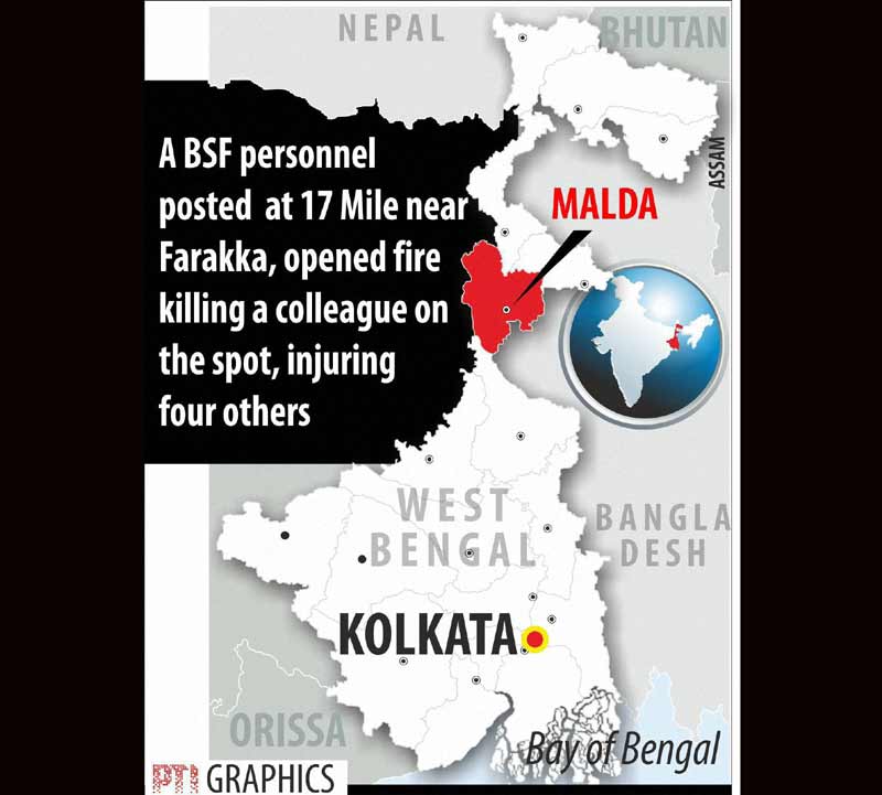 A BSF personnel opened fire killing a colleague and injuring four others.