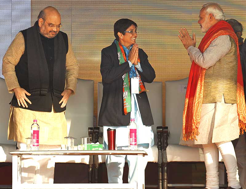 Bharatiya Janata Party, BJP, Narendra Modi, Narendra Modi news, Kiran Bedi, Kiran Bedi Bjp, Kiran Bedi Delhi CM, Amit Shah, Delhi elections, delhi election news, BJP rally