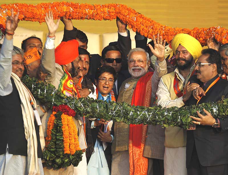 Bharatiya Janata Party, BJP, Narendra Modi, Narendra Modi news, Kiran Bedi, Kiran Bedi Bjp, Kiran Bedi Delhi CM, Amit Shah, Delhi elections, delhi election news, BJP rally
