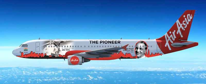 AirAsia India, AirAsia aircraft, Air Asia JRD Tata livery, Ratan Tata, Tony Fernandes, Mittu Chandilya