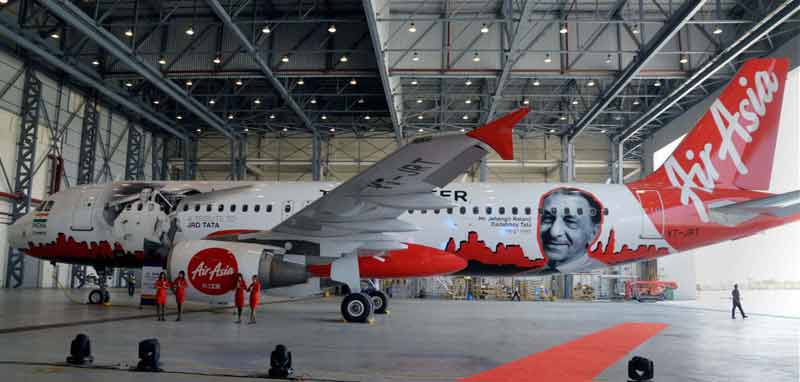 AirAsia India, AirAsia aircraft, Air Asia JRD Tata livery, Ratan Tata, Tony Fernandes, Mittu Chandilya