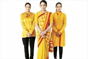 Air India, Air India uniform, air india uniform saree, air india uniform photos, air india crew uniform, air india pilot uniform, Air India new uniform, Air India cabin crew, NIFT, Baisakhi