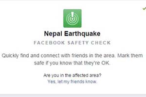 Nepal earthquake Facebook safety check
