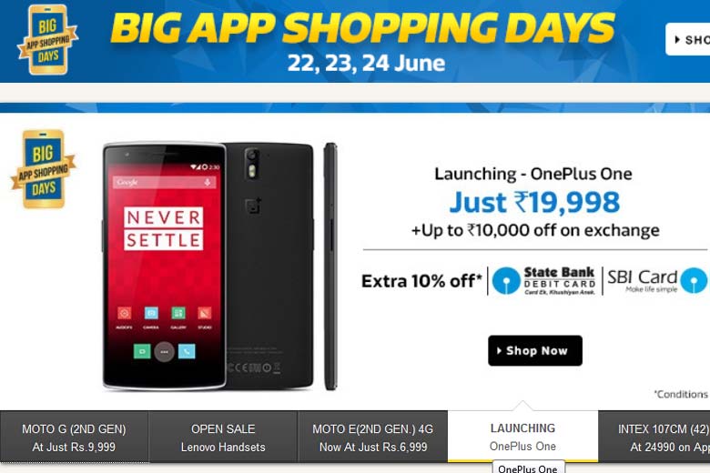 flipkart sale, flipkart app sale, big app sale, flipkart app, flipkart app offer, oneplus one, oneplus one price, oneplus one flipkart, lenovo a6000 plus, lenovo a6000 plus price, lenovo a7000, lenovo a7000 price, moto x 2nd gen, moto x 2nd gen price, moto x price, Moto e, smartphones, latest phones, tech news, technology