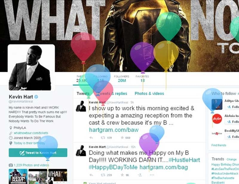 Twitter birthday balloon announcement