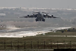 Russia's Defence Ministry said that SU-34 fighter bombers flying from Iran's Hamadan air base had struck Islamic State targets in Syria's Deir al-Zor province, destroying two command posts and killing more than 150 militants. (AP)