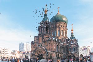 St Sophia Cathedral, a former Russian Orthodox church, in Harbin, Manchuria, China. In many ways, Manchuria took on the hue of its colonisers: from onion-domed orthodox churches of Russia to the markings of Japanese architecture St Sophia Cathedral, a former Russian Orthodox church, in Harbin, Manchuria, China. In many ways, Manchuria took on the hue of its colonisers: from onion-domed orthodox churches of Russia to the markings of Japanese architecture