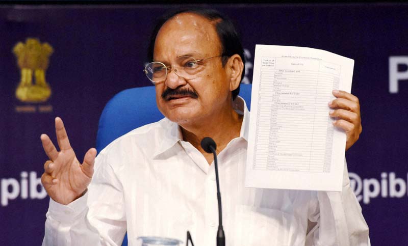 Union Urban Development minister M. Venkaiah Naidu on Thursday announced the list of 98 cities nominated for the Smart City Mission, saying a population of 13 crore across these cities will be covered under the initiative by the Narendra Modi govt."There are 13 cities from Uttar Pradesh, 12 from Tamil Nadu, 10 from Maharashtra, seven from Madhya Pradesh, three each from Bihar and Andhra Pradesh included in the list," Naidu told media persons at an interaction here. "Smart cities need smart people. We need people's co-operation to move forward in our mission," he added. (PTI)