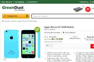 An Apple iPhone 5c 16GB is available for Rs 19,990 on Greendust.com, almost 30% cheaper than the Rs 32,000 pricing on Flipkart.