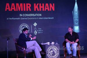 Ramnath Goenka Awards, Ramnath Goenka Awards 2015, Ramnath Goenka Awards 2014, aamir khan intolerance, aamir khan statement on intolerance, aamir khan intolerance, kiran rao intolerance, aamir khan in rng awards, aamir khan in ramnath goenka awards, aamir khan on delinking religion, delinking religion from terrorism, Ramnath Goenka Awards 2013, ramnath goenka award winners, amir khan, aamir khan, arun jaitley