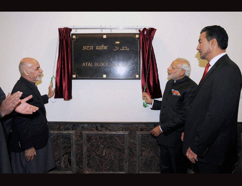 2.Narendra Modi Afghanistan visit: PM Narendra Modi inaugurated the'Atal block' in the Parliament premises named after former prime minister Atal Behari Vajpayee whose 91st birthday fell on the day of his visit. "The Atal Block unites us in spirit, because Atal means hero in Pashto and in Hindi it means to be firm. It captures the spirit of Afghanistan and of our friendship," he said. (PTI photo)