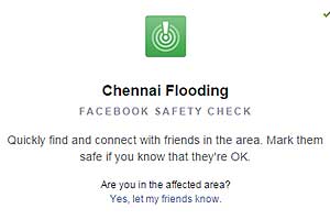 Chennai floods facebook safety check mark