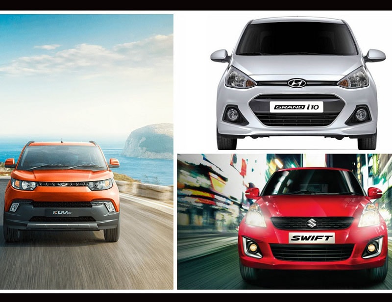Mahindra KUV100 vs Maruti Swift vs Hyundai Grand i10 - Specifications With the launch of Mahindra KUV100, the home-grown automaker is aiming to attract people who aspire to own an SUV/Crossover at an affordable price. Priced between Rs 4.42 lakh - Rs 6.76 lakh (ex-showroom, Pune), the KUV100 doesn't have a direct rival as of now. Though, the company feels that the potential B-segment hatchback buyers will be their target audience. Here's a brief comparison among the KUV100 with its potential rivals - Maruti Swift and Hyundai Grand i10.