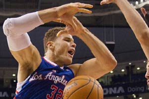 Blake Griffin missed the past month with a torn left quadriceps tendon, suffered the latest injury while hitting one of the team's equipment managers outside a Toronto restaurant. (Reuters)