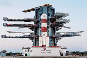 IRNSS-1E, the fifth navigation satellite on board PSLV-C31, in Sriharikota on Tuesday, a day before its launch. (PTI)