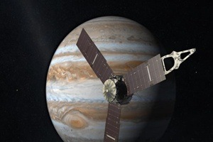 Juno is the first solar-powered spacecraft designed to operate at such a great distance from the Sun.(Reuters) Juno is the first solar-powered spacecraft designed to operate at such a great distance from the Sun.(Reuters)