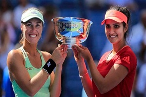 The Sania-Martina juggernaut, that began in August last year, showed no signs of abetting at the Melbourne Park. (Reuters) The Sania-Martina juggernaut, that began in August last year, showed no signs of abetting at the Melbourne Park. (Reuters)