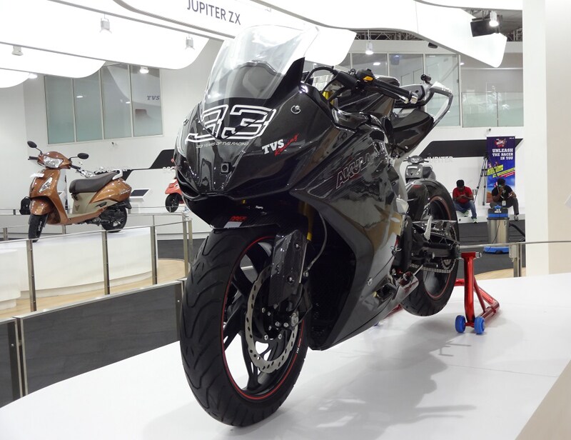 TVS bikes and scooters, new TVS bikes and scooters, latest TVS bikes and scooters, auto expo 2016, TVS bikes and scooters at auto expo 2016, TVS akula 310, TVS X21 concept, TVS Entorq 210 concept, TVS apache RTR 200, TVS bikes, TVS scooters, TVS latest bikes and scooters, latest automobiles, latest bikes at auto expo 2016