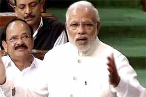 Prime Minister Narendra Modi on Thursday begins his address in the Lok Sabha to reply on the motion of thanks to the President's address. (File photo: PTI)