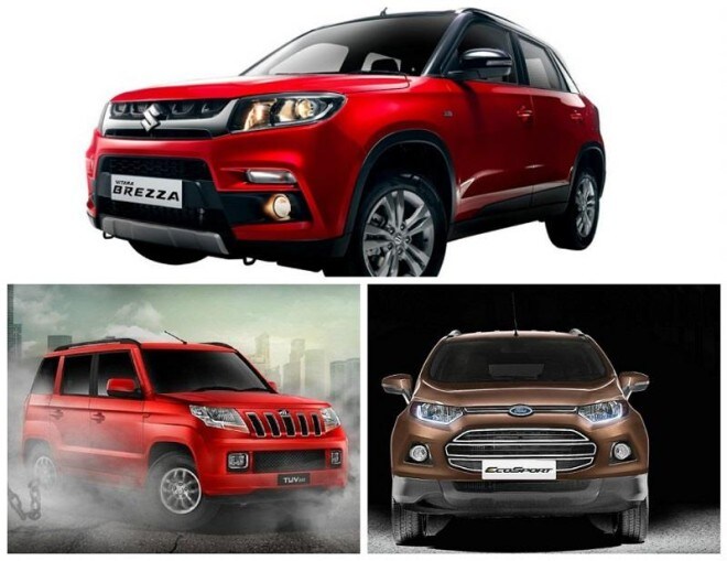 Maruti Vitara Brezza was finally launched in India on Tuesday in the price range of Rs 6.75 lakh - Rs 10 lakh (ex-showroom, Delhi). The Brezza also mark the entry of India's largest carmaker into the growing sub-compact SUV segment. Unlike Baleno and S-Cross, this compact SUV will be sold through regular Maruti Suzuki dealerships in India. It will rival the likes of the Mahindra TUV300 and the Ford EcoSport.<br>Here's specifications-based comparison among the Maruti Vitara Brezza, Ford EcoSport and Mahindra TUV300. </br>