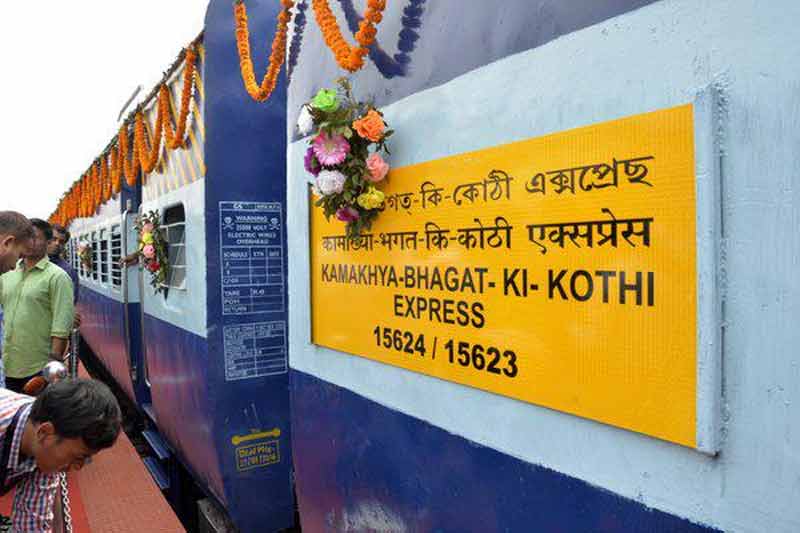 The first Indian Railways train is 15623/15624 Kamakhya-Bhagat Ki Kothi (Jodhpur) Express (weekly) and the second is a passenger service 75713/75714 Siliguri-New Coochbehar DEMU (six days a week) on the newly-constructed New Coochbehar-Changrabandha section. Minister of State for Railways Manoj Sinha was also present on the occasion. (Image Source: Indian Railways)