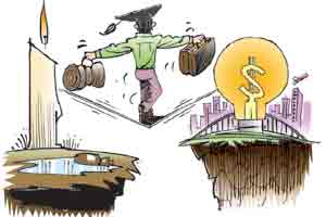Be it electricity supply, access to drinking water, public health, safety, transportation or job opportunities, infrastructural deficiencies are leading to a widening gap between different social and economic strata (Cartoon by Rohnit Phore)