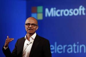 India-born chief of Microsoft Satya Nadella saw his pay packet shrinking to USD 17.7 million (about Rs 117.7 crore) in the fiscal ended June, including a bonus of USD 4.4 million. (Reuters) India-born chief of Microsoft Satya Nadella saw his pay packet shrinking to USD 17.7 million (about Rs 117.7 crore) in the fiscal ended June, including a bonus of USD 4.4 million. (Reuters)