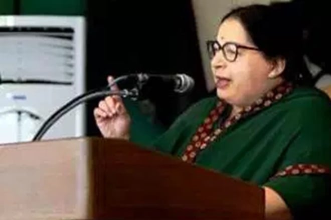 J Jayalalithaa at the swearing-in ceremony on Monday.  (Source: IE)