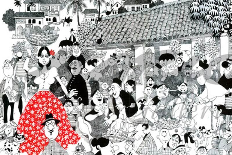 The commemorative Mario Miranda Google Doodle was created by another comic artist Aaron Renier known for portraying large crowds. It shows a rainstorm scene in a crowded Mumbai, with the hazy hint of a prominent landmark building, people of various communities that spice up Mumbai in their traditional attire, running around. "I chose his most popular style, very flat with criss-crossing interactions," said Renier, of the Indian legend who passed away on December 11, 2011 at his ancestral home in Goa. (Photo: Mariodemiranda.com)
