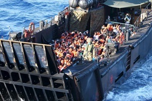 The Italian navy rescued nearly 500 boat migrants off the coast of Libya on Monday and recovered the bodies of six people who fell out of a leaking rubber vessel.Squads on two patrol boats and two helicopters were still searching for survivors and any other victims, the Navy said. (Reuters)
