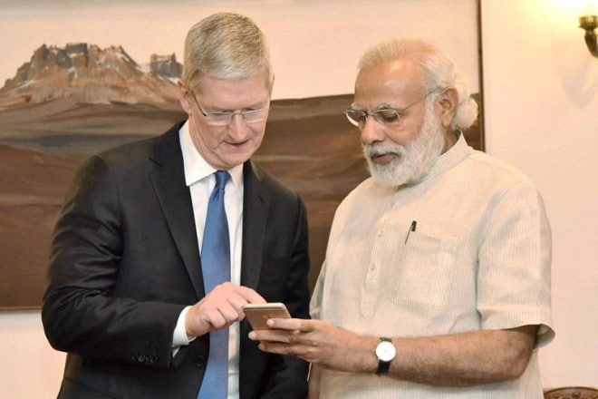 <b>Digital India: </b>Prime Minister Modi explained his Digital India initiative, and identified three key objectives of Digital India as e-education, health and increasing farmers’ incomes. He sought support from Apple in furthering these objectives. Digital India, a flagship program of PM Modi’s government, attempts to transform India into a digitally empowered society and knowledge economy through the use of information technology. (PTI)