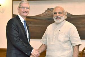 Prime Minister Narendra Modi was on Saturday greeted by Apple CEO Tim Cook on his 66th birthday. A very happy birthday to @narendramodi, tweeted Tim Cook. (PTI)