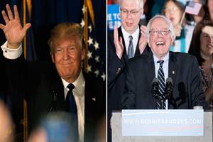 A day earlier on the "Jimmy Kimmel Love" Sanders campaign was given a chance to ask Trump a question. 
Sanders asked if he was ready for a debate with him. (Reuters)