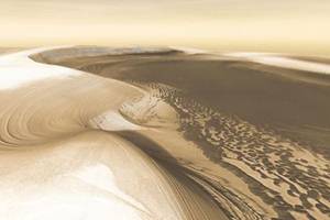 Mars has bright polar caps of ice that are easily visible from telescopes on Earth. A seasonal cover of carbon-dioxide ice and snow is observed to advance and retreat over the poles during the Martian year. (Reuters)