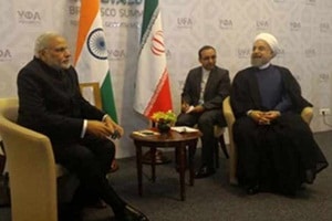 PM Narendra Modi with Iran President Hassan Rouhani. (Source: PTI) 

