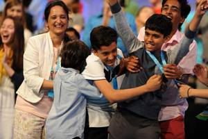 ''I'm just speechless. I can't say anything,'' Nihar said as he hoisted the trophy. ''I mean, I'm only in fifth grade!'' (Reuters)