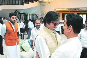 The Bachchans with Subrata Roy in Lucknow, Saturday. PTI The Bachchans with Subrata Roy in Lucknow, Saturday. PTI