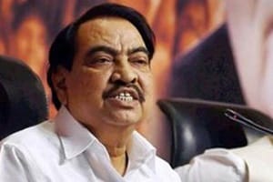 Khadse, who drew flak for alleged irregularity in buying an MIDC plot at Bhosari in Pune and subsequently stepped down, was present on the dais when Fadnavis made the comments during the two-day BJP state executive meeting here (Reuters)
