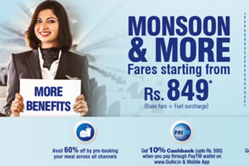 GoAir, GoAir offer, GoAir sale, GoAir ticket prices, GoAir sale offer, GoAir offer ticket, GoAir monsoon sale, monsoon sale, airlines monsoon sale, goair monsoon sale offer