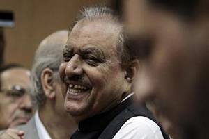 Hussain addressed the people during the special flag hoisting ceremony here and mostly talked about internal challenges and importance of eliminating militancy. (Express Photo)