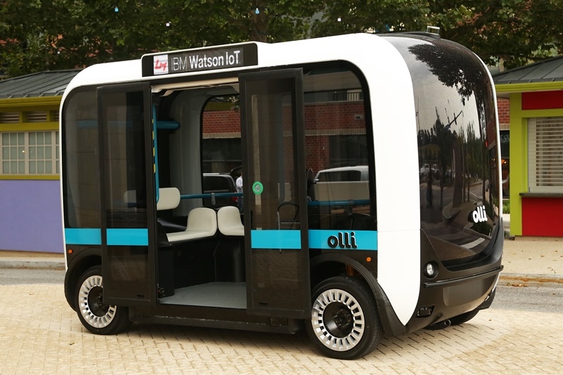 olli, olli 3d-printed car, olli 3d car, olli watson powered car, ibm watson, watson powered car, self-driving 3D-printed electric vehicle,