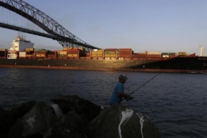 The vessel, especially renamed COSCO Shipping Panama, will inaugurate the widened canal in an hours-long voyage from the Atlantic to the Pacific Ocean via a new shipping lane and gigantic locks that have been fitted to the century-old waterway. (Reuters) The vessel, especially renamed COSCO Shipping Panama, will inaugurate the widened canal in an hours-long voyage from the Atlantic to the Pacific Ocean via a new shipping lane and gigantic locks that have been fitted to the century-old waterway. (Reuters)