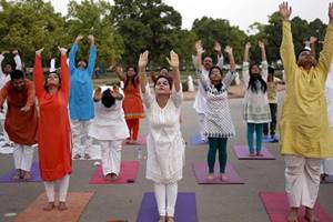 Preparations and promotions are in full force to make the second International Yoga Day a grand success. .(Reuters)